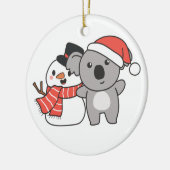 クリスマス用雪だるま付きコアラ セラミックオーナメント (左)