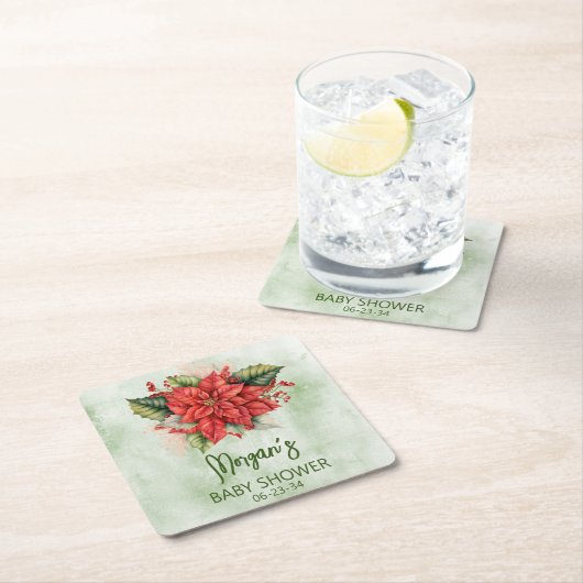 クリスマス男女兼用赤ちゃんシャワー スクエアペーパーコースター (インサイチュ)
