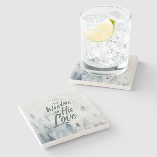 クリスマス疑問に思の愛の恵み ストーンコースター (横)