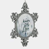 クリスマス疑問に思の愛の恵み スノーフレークピューターオーナメント (左)