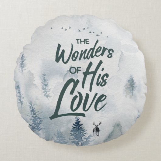 クリスマス疑問に思の愛の恵み ラウンドクッション (正面)