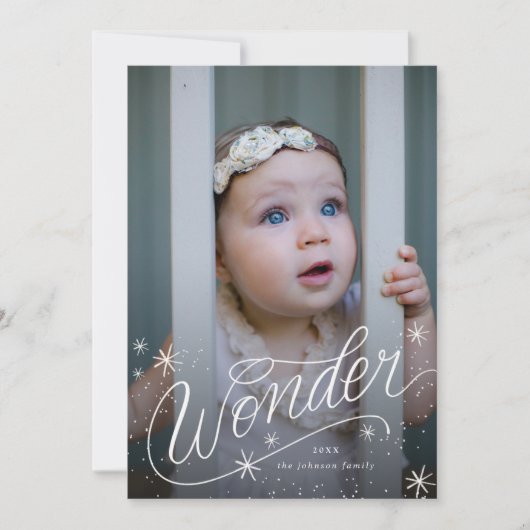 クリスマス疑問に思の手レタリング写真 シーズンカード (正面)