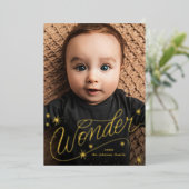 クリスマス疑問に思の手レタリング写真 箔シーズンカード (立ち正面)