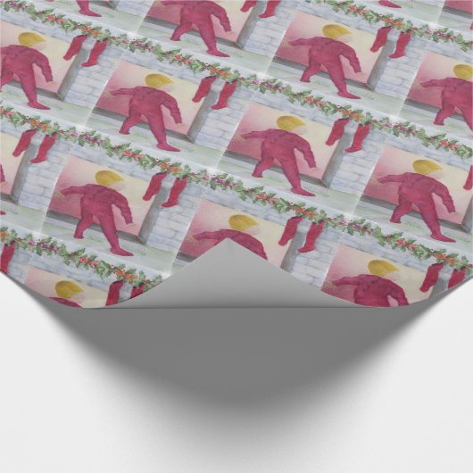 クリスマス疑問に思の暖炉の幸せなおもしろいクリスマス ラッピングペーパー (角)