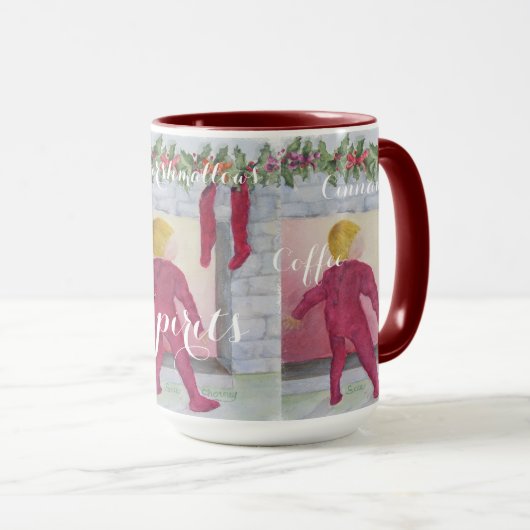 クリスマス疑問に思の暖炉 マグカップ (正面右)