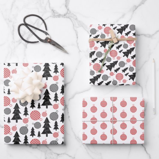クリスマス疑問に思ランド赤と白 ラッピングペーパーシート (正面)