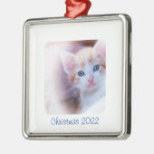 クリスマス白縁ど写真 メタルオーナメント (左)