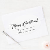 クリスマス白黒からスクリプ空白のトかわいい 楕円形シール (封筒)