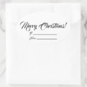クリスマス白黒からスクリプ空白のトかわいい 楕円形シール (バッグ)