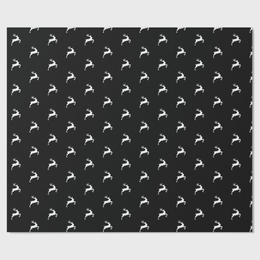 クリスマス白黒の鹿のトナカイの休日 ラッピングペーパー (フラット)