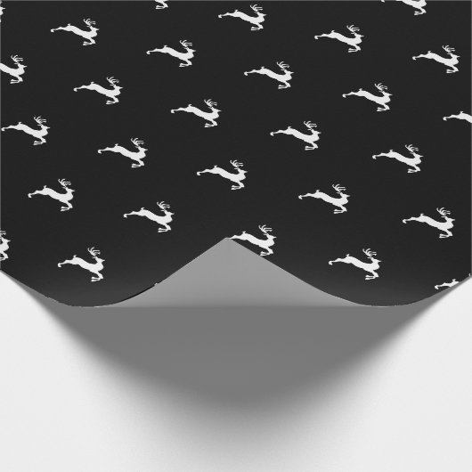 クリスマス白黒の鹿のトナカイの休日 ラッピングペーパー (角)