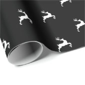 クリスマス白黒の鹿のトナカイの休日 ラッピングペーパー (ロールコーナー)