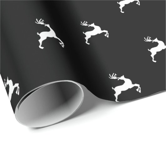 クリスマス白黒の鹿のトナカイの休日 ラッピングペーパー (ロールコーナー)