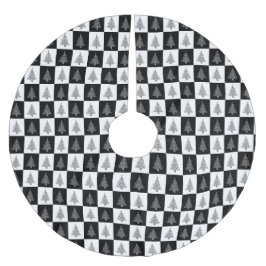 クリスマス白黒エレガント休日 ブラッシュドポリエステルツリースカート