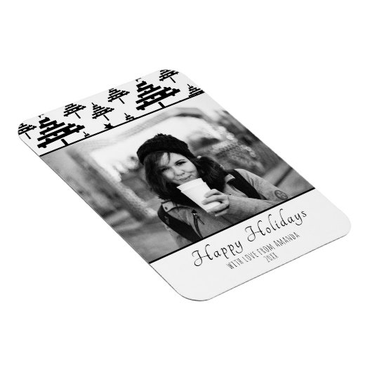 クリスマス白黒カスタムホリデーフォトカード マグネット (右側)