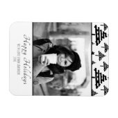 クリスマス白黒カスタムホリデーフォトカード マグネット (横)