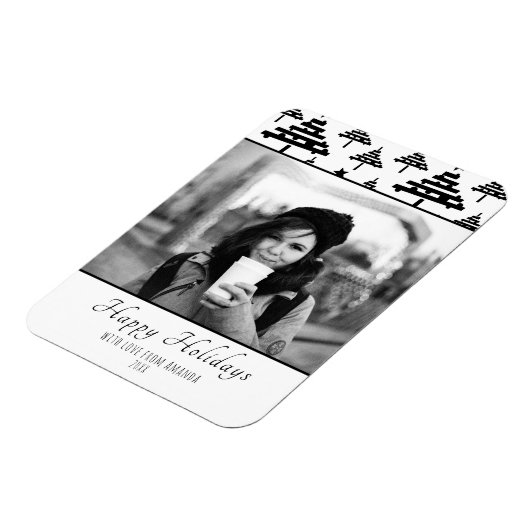 クリスマス白黒カスタムホリデーフォトカード マグネット (左側)