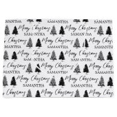 クリスマス白黒クリスマス素朴パインツリー ラージペーパーバッグ (正面)