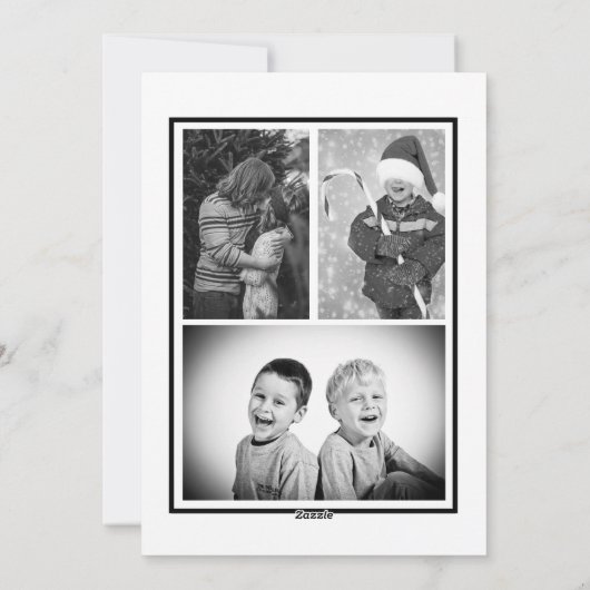 クリスマス白黒シンプル写真パーソナライズされた シーズンカード (裏面)