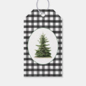 クリスマス白黒チェックプレイドヴィンテージツリー ギフトタグ (正面)