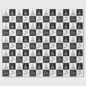 クリスマス白黒ビジネスロゴ ラッピングペーパー (フラット)