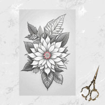 クリスマス白黒ポインセチア線スケッチ