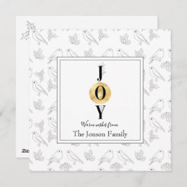 クリスマス白黒金ゴールドフローラチックタイポグラフィ シーズンカード