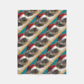 クリスマス眠いオッター フリースブランケット (正面)