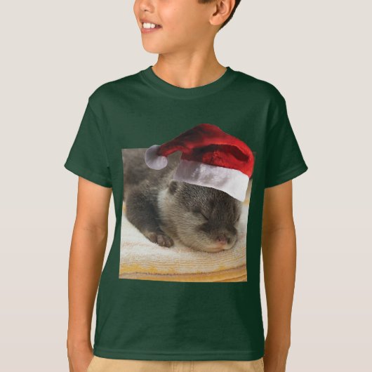 クリスマス眠いオッター Tシャツ (正面)