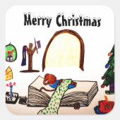 クリスマス眠りマウス スクエアシール (正面)