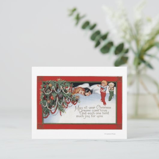 クリスマス眠れる子供と詩 シーズンポストカード (スタンド正面)