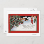 クリスマス眠れる子供と詩 シーズンポストカード (正面/裏面)