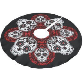 クリスマス砂糖スカルデイオブザデッドテーマ ブラッシュドポリエステルツリースカート