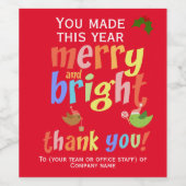 クリスマス社員に感謝 ワインラベル (シングルラベル)