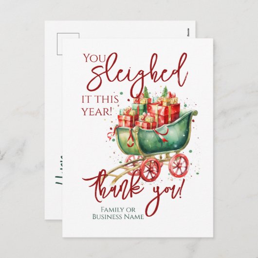 クリスマス社員チームありがとう シーズンポストカード (正面/裏面)