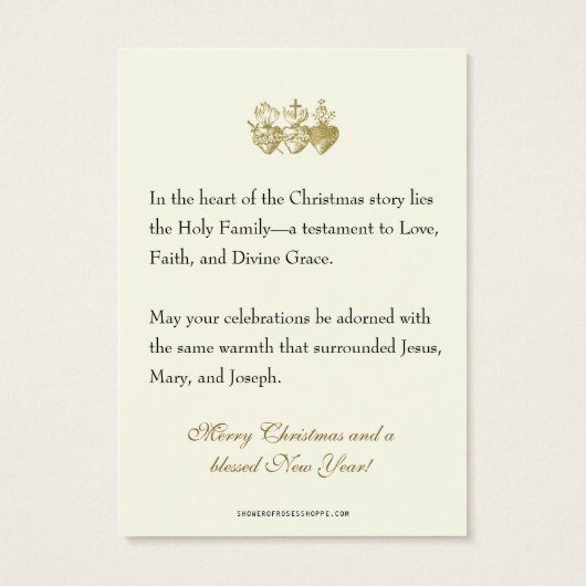 クリスマス祈りの言葉カード出生イエスメアリージョセフ (裏面)