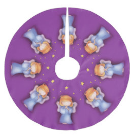 クリスマス祈天使紫のクリスマスツリースカート ブラッシュドポリエステルツリースカート