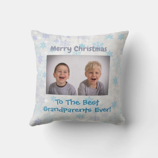 クリスマス祖父母の孫の写真 クッション (裏面)