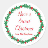 クリスマス祝いのおごりさん ラウンドシール (正面)