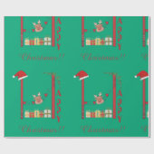 クリスマス祝い – グリーンギフトラッパー ラッピングペーパー (フラット)