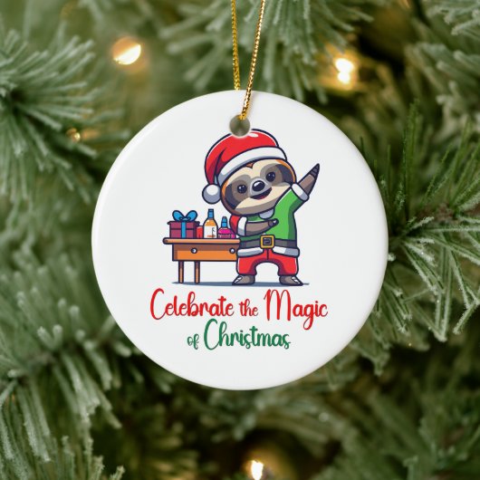 クリスマス祝サンタの魔法 セラミックオーナメント (ツリー)