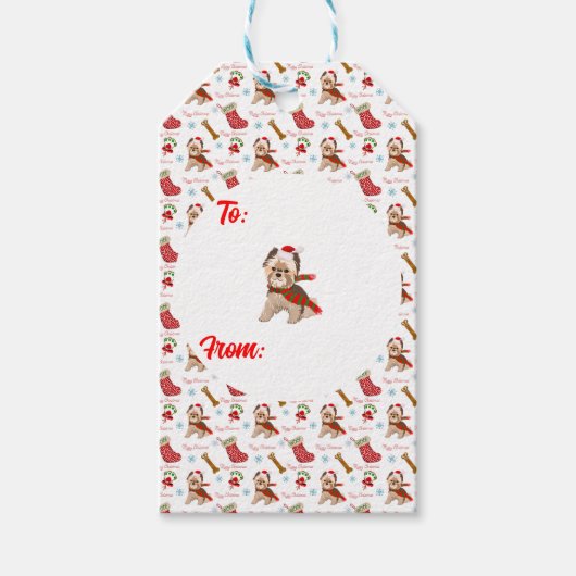 クリスマス祝ヨークシャーテリア ギフトタグ (正面)