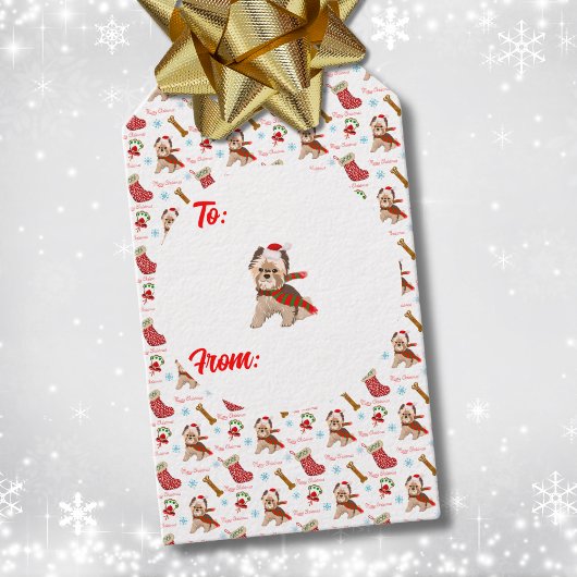 クリスマス祝ヨークシャーテリア ギフトタグ