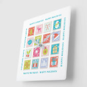 クリスマス祝日切手 スクエア壁時計 (傾斜)