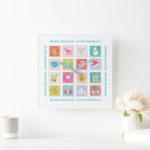 クリスマス祝日切手 スクエア壁時計 (ホーム)