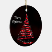 クリスマス祝祭輝く赤リボンツリー セラミックオーナメント (右)