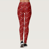 クリスマス祝祭 赤いトナカイ 白い雪の結晶 レギンス (裏面)