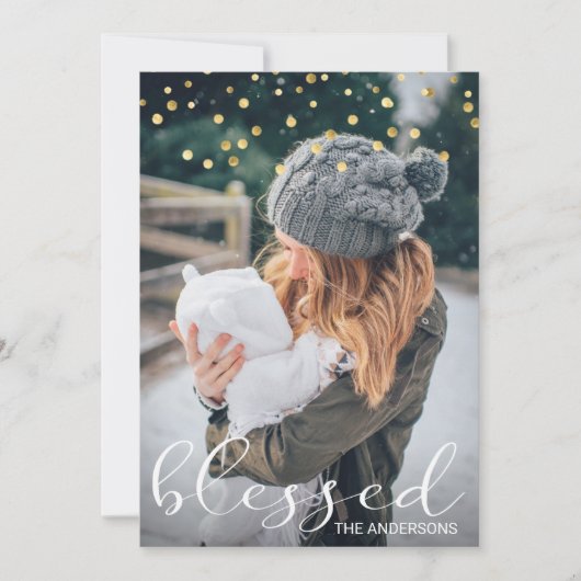 クリスマス祝福ゴールドコンフェッティオーバーレイ写真 (正面)