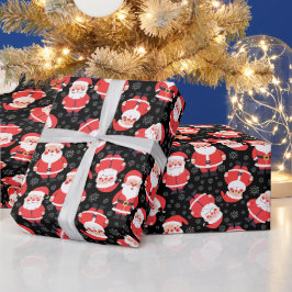 クリスマス神父 | サンタブラック ラッピングペーパー