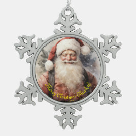 クリスマス神父 スノーフレークピューターオーナメント